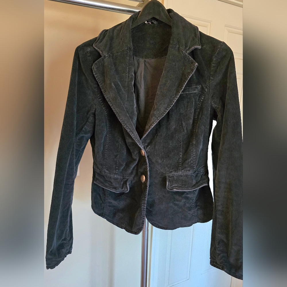 Free People Womens Byron Corduroy Two Button Blazer Jacket, Black, X Small